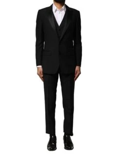 Dolce & Gabbana Black Wool 3 Piece Single Breasted Men's Suit