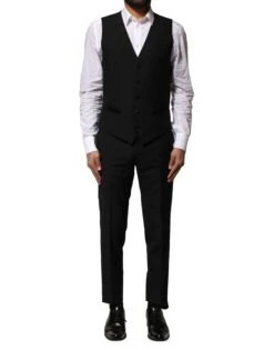 Dolce & Gabbana Black Wool 3 Piece Single Breasted Men's Suit -Lux Lair Store 7726569
