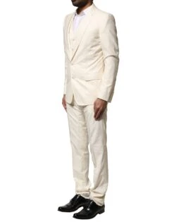 Dolce & Gabbana Ivory Wool 3 Piece Single Breasted Men's Suit (Pre-Owned) -Lux Lair Store 7726842