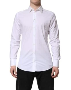 Dolce & Gabbana White GOLD Cotton Collared Dress Shirt Men's Top (Pre-Owned)