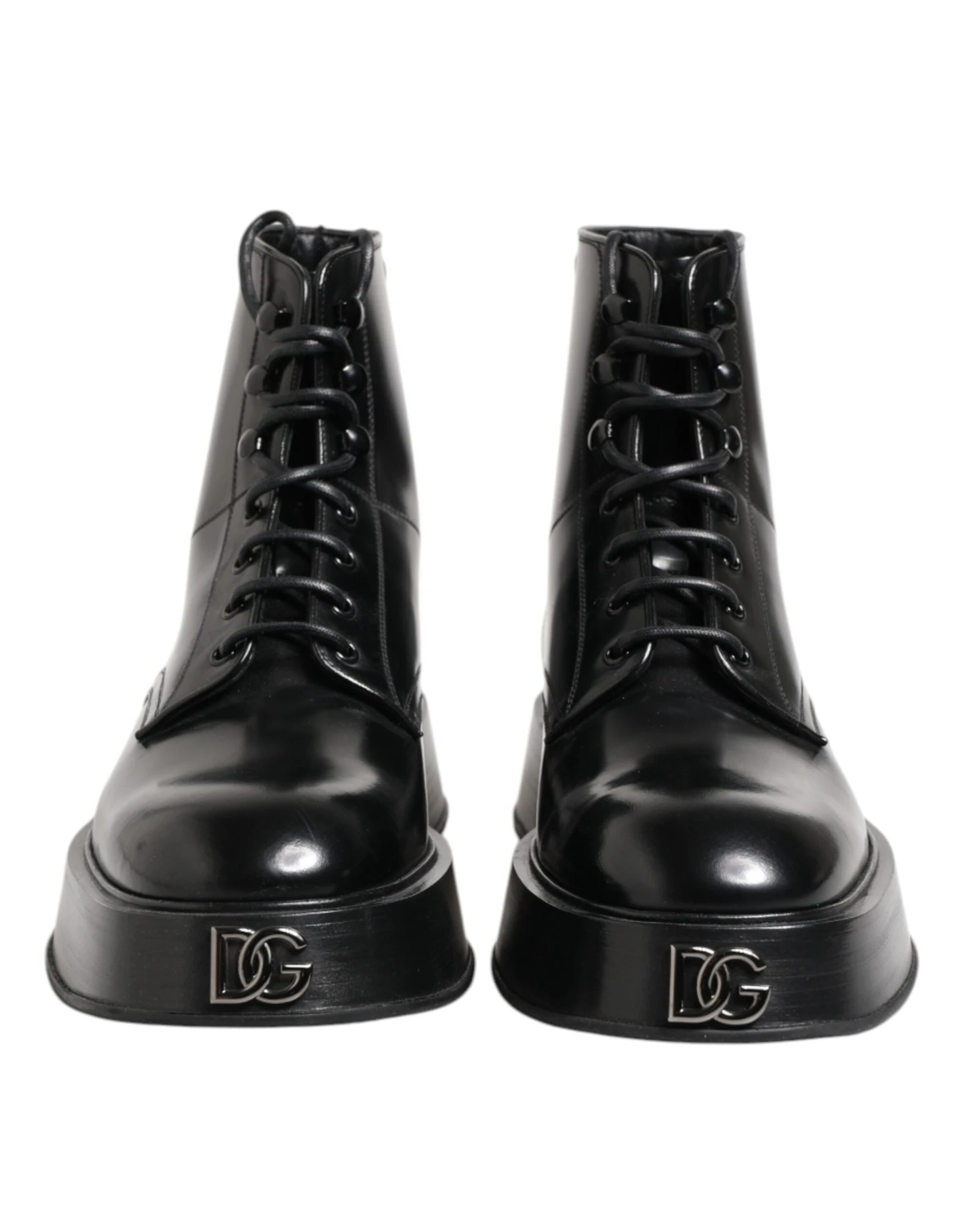 Dolce & Gabbana Black Leather Logo Ankle Boots Lace Up Men's Shoes 4 Dolce & Gabbana Black Leather Logo Ankle Boots Lace Up Men's Shoes - Image 2