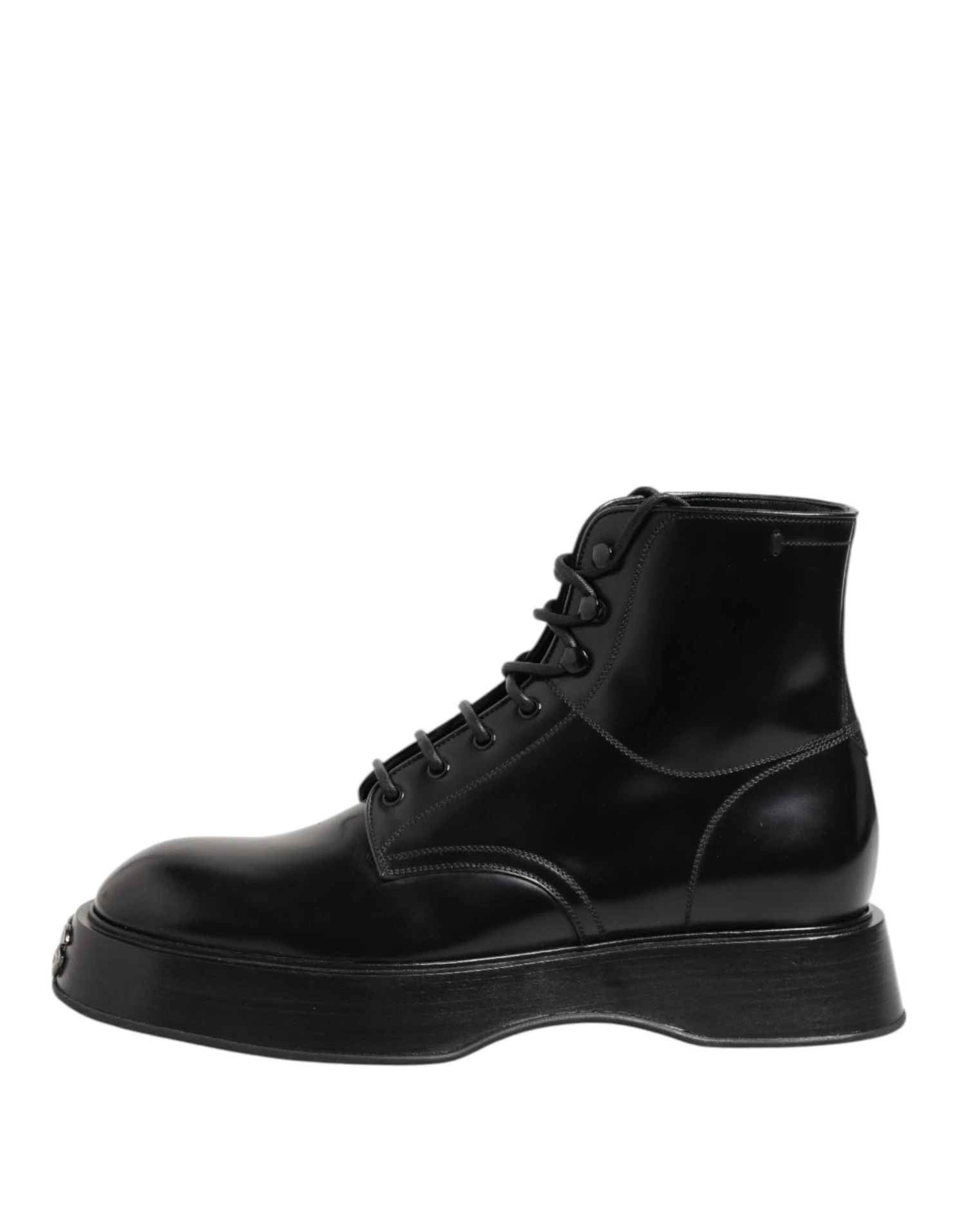 Dolce & Gabbana Black Leather Logo Ankle Boots Lace Up Men's Shoes 8 Dolce & Gabbana Black Leather Logo Ankle Boots Lace Up Men's Shoes - Image 6