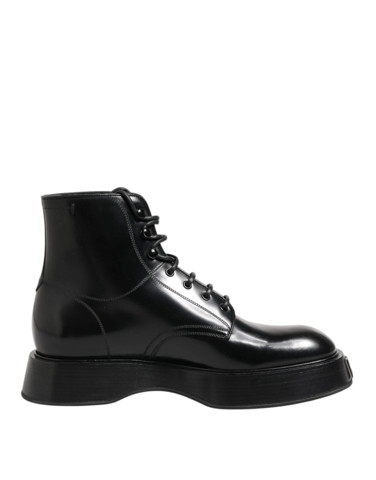 Dolce & Gabbana Black Leather Logo Ankle Boots Lace Up Men's Shoes 3 Dolce & Gabbana Black Leather Logo Ankle Boots Lace Up Men's Shoes