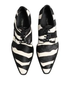 Dolce & Gabbana Black White Zebra Pony Fur Dress Men's Shoes 10 Dolce & Gabbana Black White Zebra Pony Fur Dress Men's Shoes -Lux Lair Store 7729524