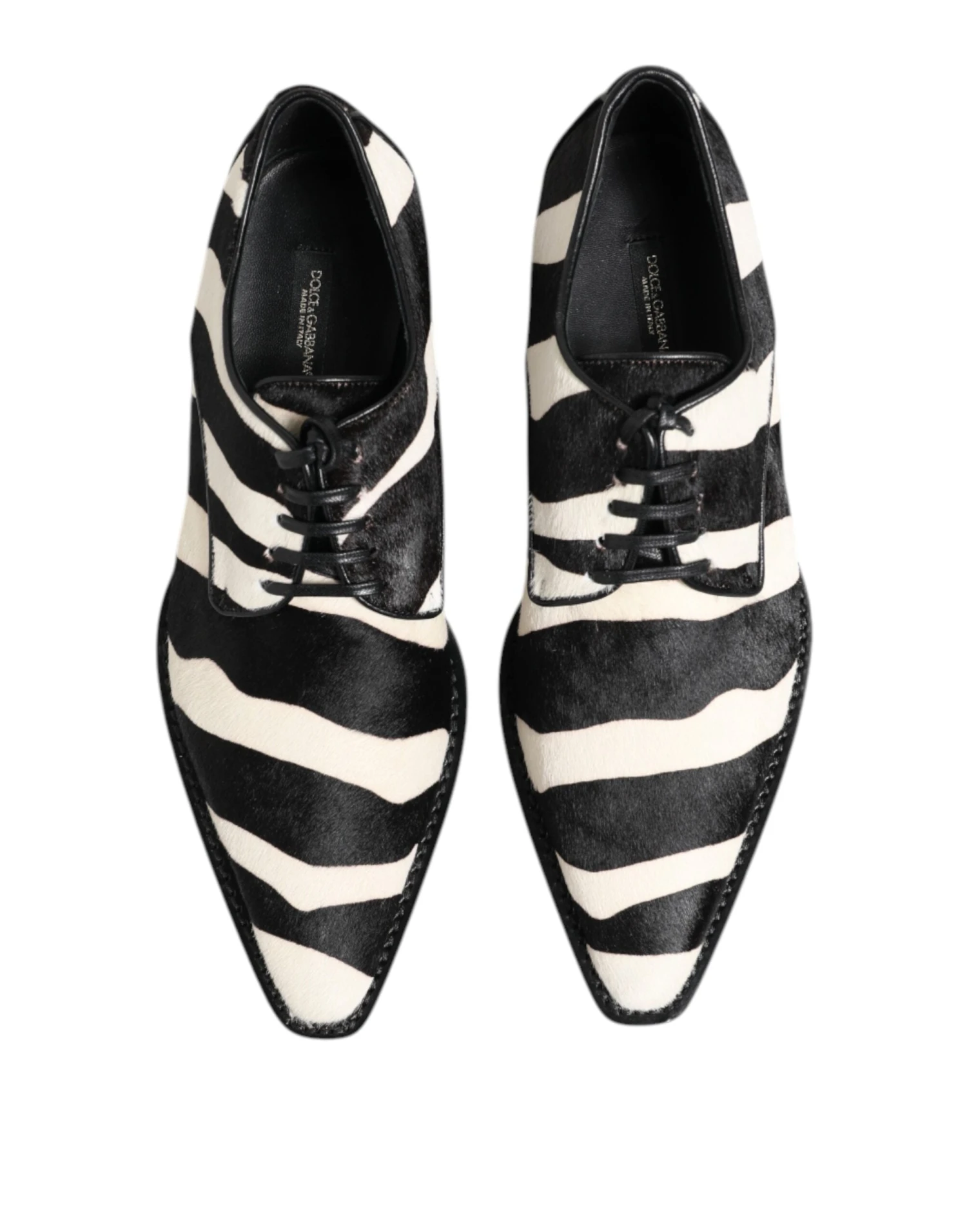 Dolce & Gabbana Black White Zebra Pony Fur Dress Men's Shoes 5 Dolce & Gabbana Black White Zebra Pony Fur Dress Men's Shoes - Image 3