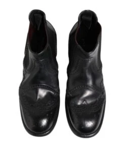 Dolce & Gabbana Black Leather Ankle Boots Slip On Men's Shoes -Lux Lair Store 7729544