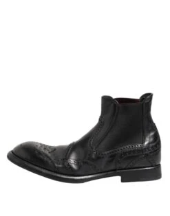 Dolce & Gabbana Black Leather Ankle Boots Slip On Men's Shoes -Lux Lair Store 7729547