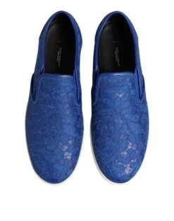 Dolce & Gabbana Blue Leather Lace Slip On Sneaker Men's Shoes 10 Dolce & Gabbana Blue Leather Lace Slip On Sneaker Men's Shoes -Lux Lair Store 7730667