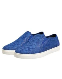 Dolce & Gabbana Blue Leather Lace Slip On Sneaker Men's Shoes 11 Dolce & Gabbana Blue Leather Lace Slip On Sneaker Men's Shoes -Lux Lair Store 7730668
