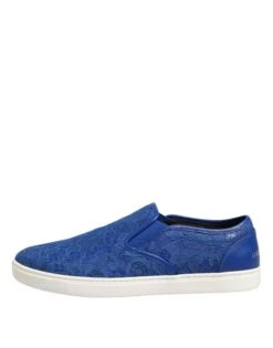Dolce & Gabbana Blue Leather Lace Slip On Sneaker Men's Shoes 13 Dolce & Gabbana Blue Leather Lace Slip On Sneaker Men's Shoes -Lux Lair Store 7730670