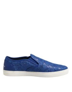 Dolce & Gabbana Blue Leather Lace Slip On Sneaker Men's Shoes
