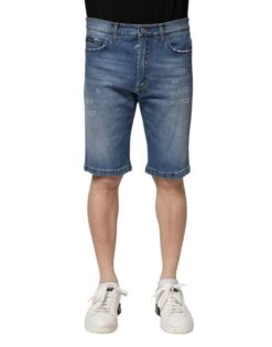 Dolce & Gabbana Blue Cotton Stretch Men Denim Bermuda Men's Shorts