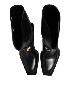Dolce & Gabbana Black Leather High Boots Flats Men's Shoes -Lux Lair Store 7776169