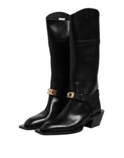 Dolce & Gabbana Black Leather High Boots Flats Men's Shoes -Lux Lair Store 7776170