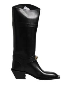 Dolce & Gabbana Black Leather High Boots Flats Men's Shoes