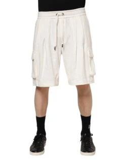 Dolce & Gabbana White Cotton Cargo Bermuda SweatMen's Men's Shorts (Pre-Owned)