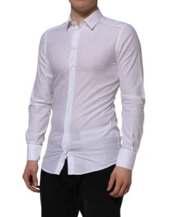 Dolce & Gabbana White Cotton GOLD Long Sleeves Formal Men's Shirt (Pre-Owned) -Lux Lair Store 7847288