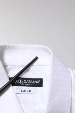 Dolce & Gabbana White Cotton GOLD Long Sleeves Formal Men's Shirt (Pre-Owned) -Lux Lair Store 7847319