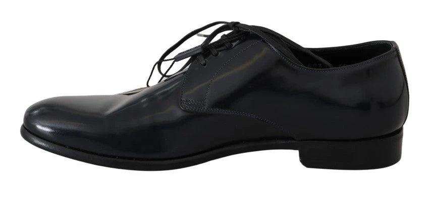 Dolce & Gabbana Blue Leather Polished Dress Derby Men's Shoes 8 Dolce & Gabbana Blue Leather Polished Dress Derby Men's Shoes - Image 6