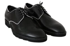 Dolce & Gabbana Black Leather White Line Dress Derby Men's Shoes -Lux Lair Store 810831
