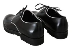 Dolce & Gabbana Black Leather White Line Dress Derby Men's Shoes -Lux Lair Store 810832