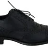 Dolce & Gabbana Dark Blue Leather Wingtip Oxford Dress Men's Shoes -Lux Lair Store 811043