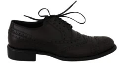 Dolce & Gabbana Black Leather Wingtip Oxford Dress Men's Shoes