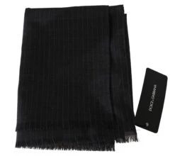 Dolce & Gabbana Gray 100% Wool Striped Pattern Wrap Men's Scarf -Lux Lair Store 815424