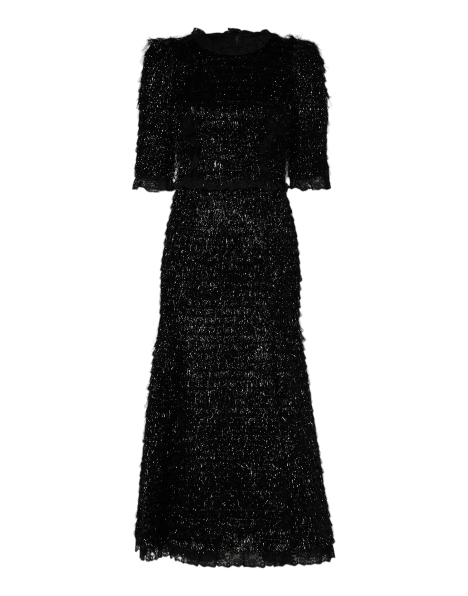 Dolce & Gabbana Metallic Black Polyester A-line Midi Women's Dress 3 Dolce & Gabbana Metallic Black Polyester A-line Midi Women's Dress