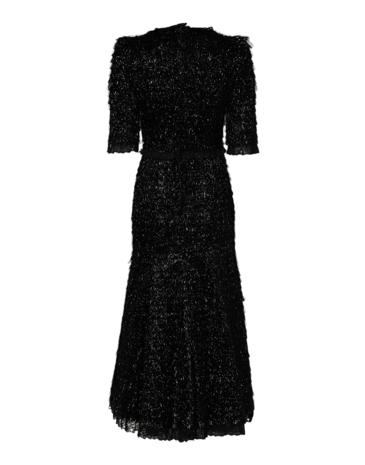 Dolce & Gabbana Metallic Black Polyester A-line Midi Women's Dress 4 Dolce & Gabbana Metallic Black Polyester A-line Midi Women's Dress - Image 2