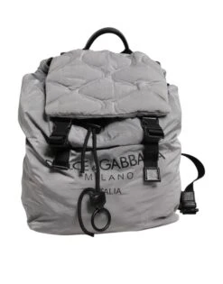 Dolce & Gabbana Gray Milano Print Drawstring Travel Backpack Men's Bag (Pre-Owned)