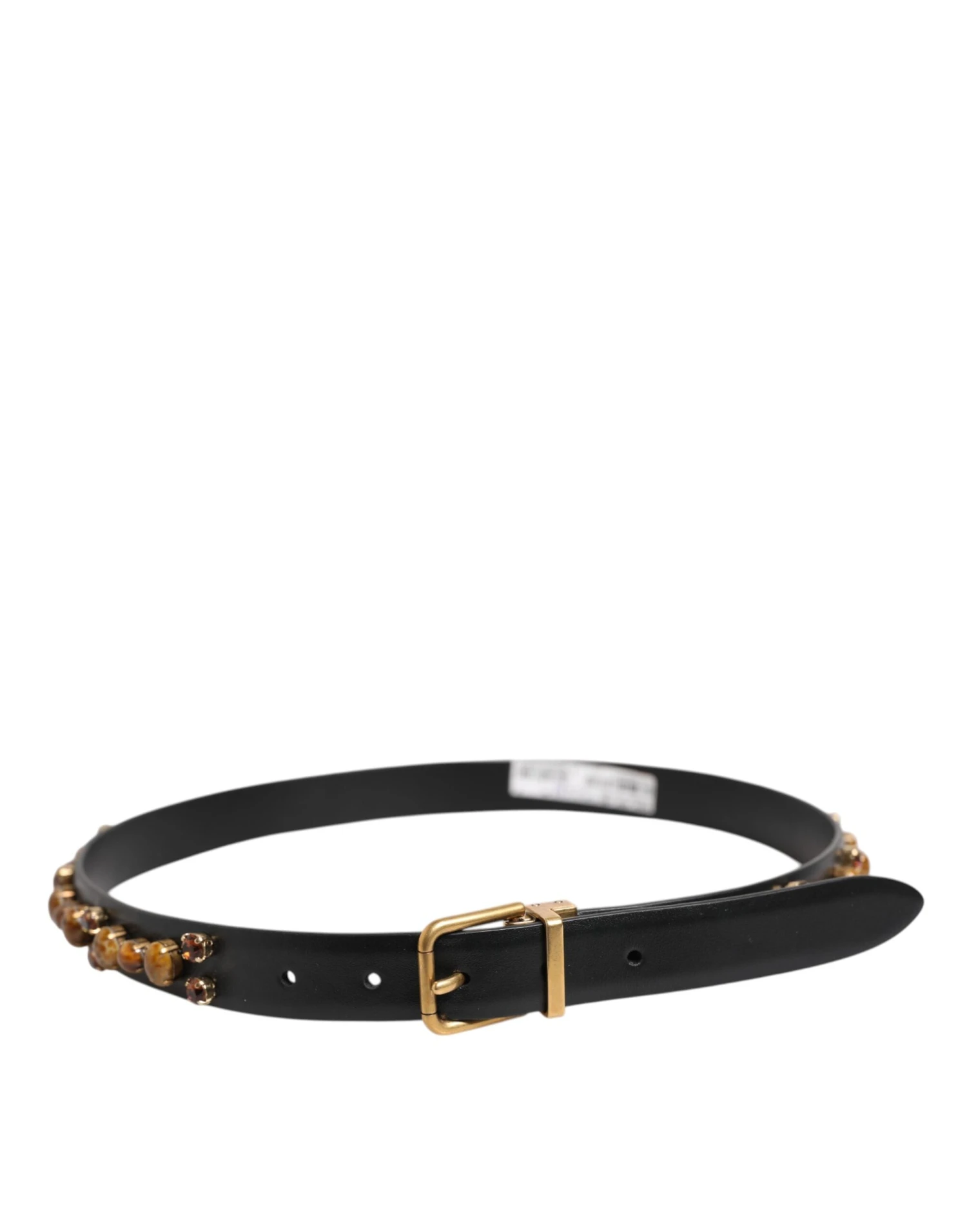 Dolce & Gabbana Black Leather Studded Gold Tone Buckle Men's Belt 4 Dolce & Gabbana Black Leather Studded Gold Tone Buckle Men's Belt - Image 2
