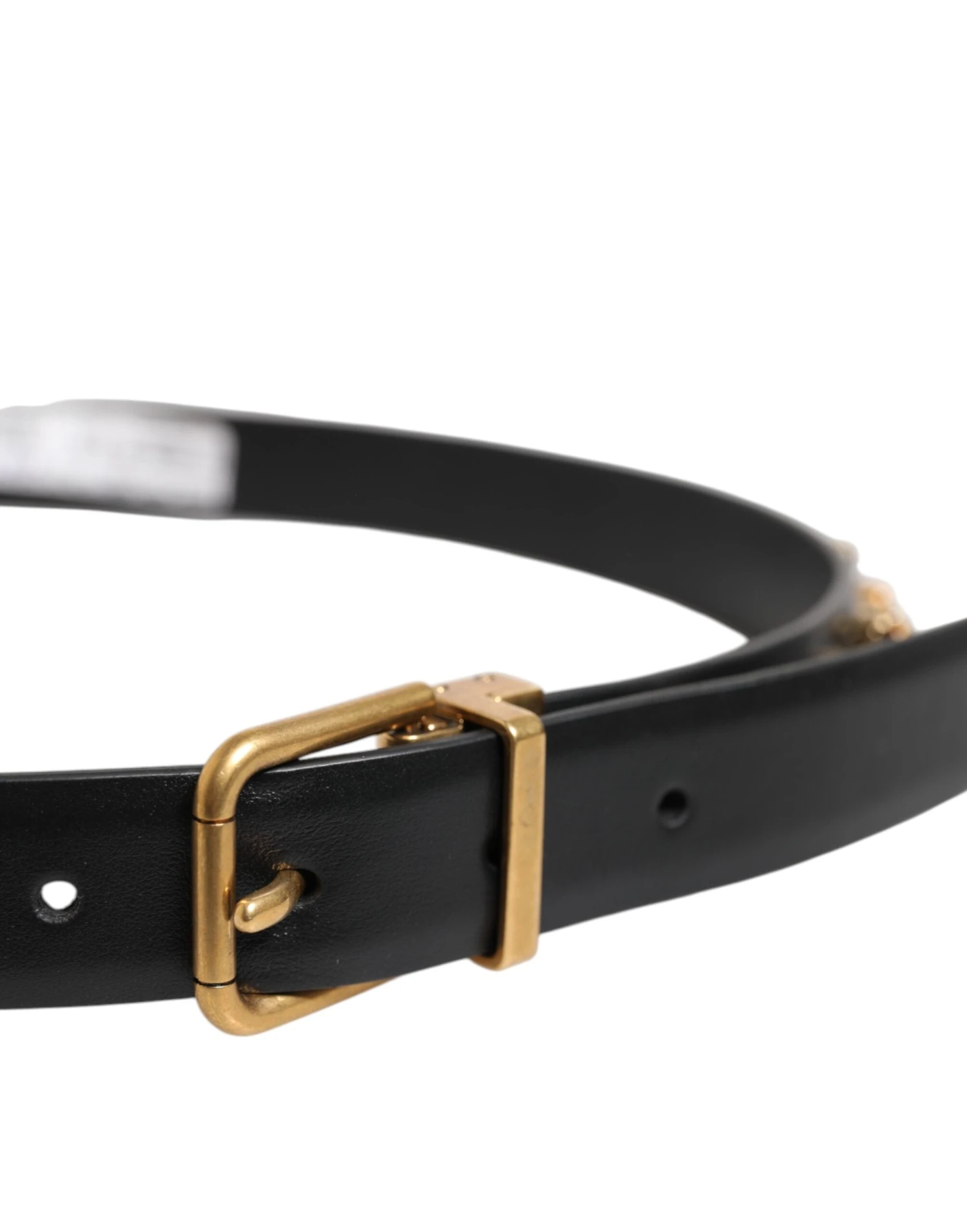 Dolce & Gabbana Black Leather Studded Gold Tone Buckle Men's Belt 5 Dolce & Gabbana Black Leather Studded Gold Tone Buckle Men's Belt - Image 3