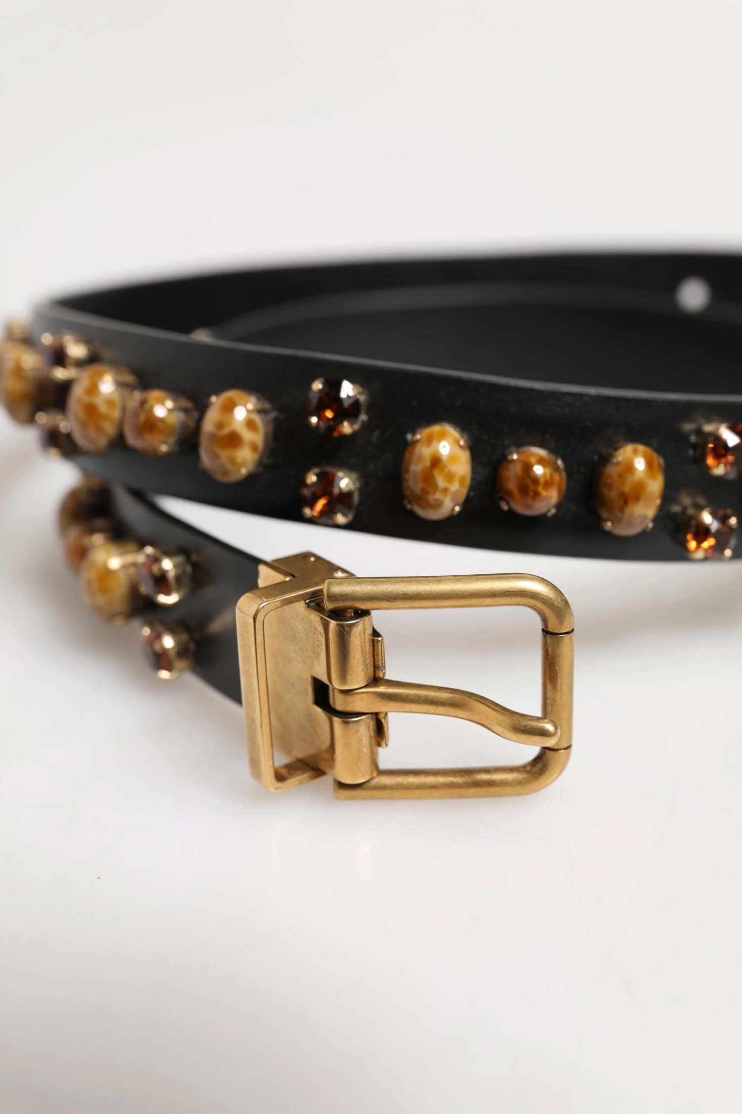 Dolce & Gabbana Black Leather Studded Gold Tone Buckle Men's Belt 6 Dolce & Gabbana Black Leather Studded Gold Tone Buckle Men's Belt - Image 4