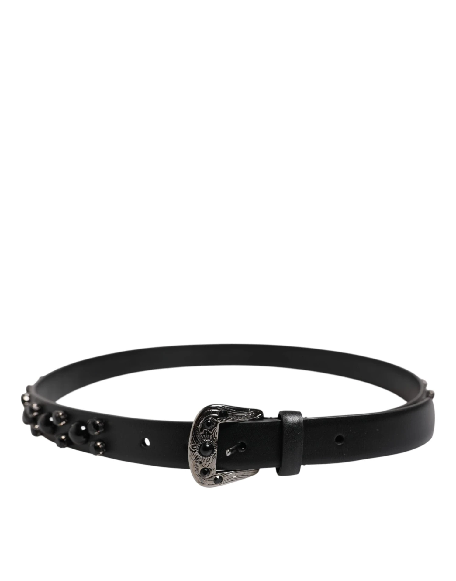 Dolce & Gabbana Black Studded Leather Metal Logo Buckle Men's Belt 4 Dolce & Gabbana Black Studded Leather Metal Logo Buckle Men's Belt - Image 2