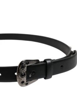 Dolce & Gabbana Black Studded Leather Metal Logo Buckle Men's Belt 9 Dolce & Gabbana Black Studded Leather Metal Logo Buckle Men's Belt -Lux Lair Store 8207266
