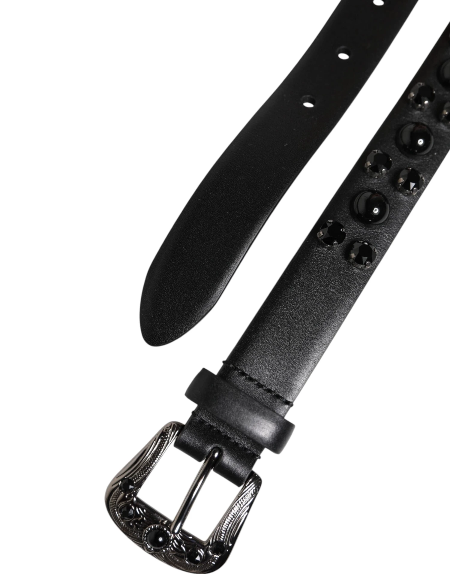 Dolce & Gabbana Black Studded Leather Metal Logo Buckle Men's Belt 7 Dolce & Gabbana Black Studded Leather Metal Logo Buckle Men's Belt - Image 5