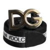 Dolce & Gabbana Black Cotton Metal DG Logo Gold Buckle Men's Belt -Lux Lair Store 8207511