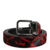 Dolce & Gabbana Black Red Leopard Silver Metal Buckle Men's Belt 2 Dolce & Gabbana Black Red Leopard Silver Metal Buckle Men's Belt -Lux Lair Store 8207816