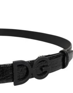 Dolce & Gabbana Black Leather Classic Metal DG Buckle Men's Belt -Lux Lair Store 8207935