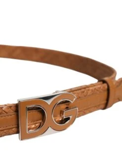 Dolce & Gabbana Brown Braided Metal DG Logo Buckle Men's Belt -Lux Lair Store 8208627