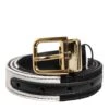 Dolce & Gabbana Black White Patchwork Gold Metal Buckle Women's Belt -Lux Lair Store 8209193