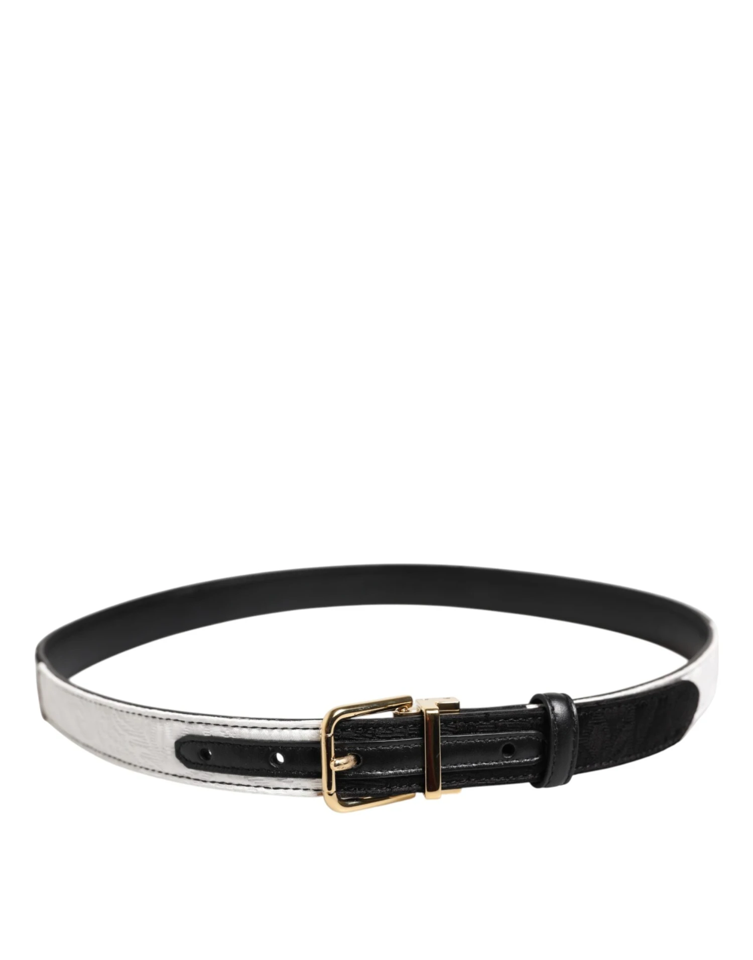 Dolce & Gabbana Black White Patchwork Gold Metal Buckle Women's Belt 4 Dolce & Gabbana Black White Patchwork Gold Metal Buckle Women's Belt - Image 2