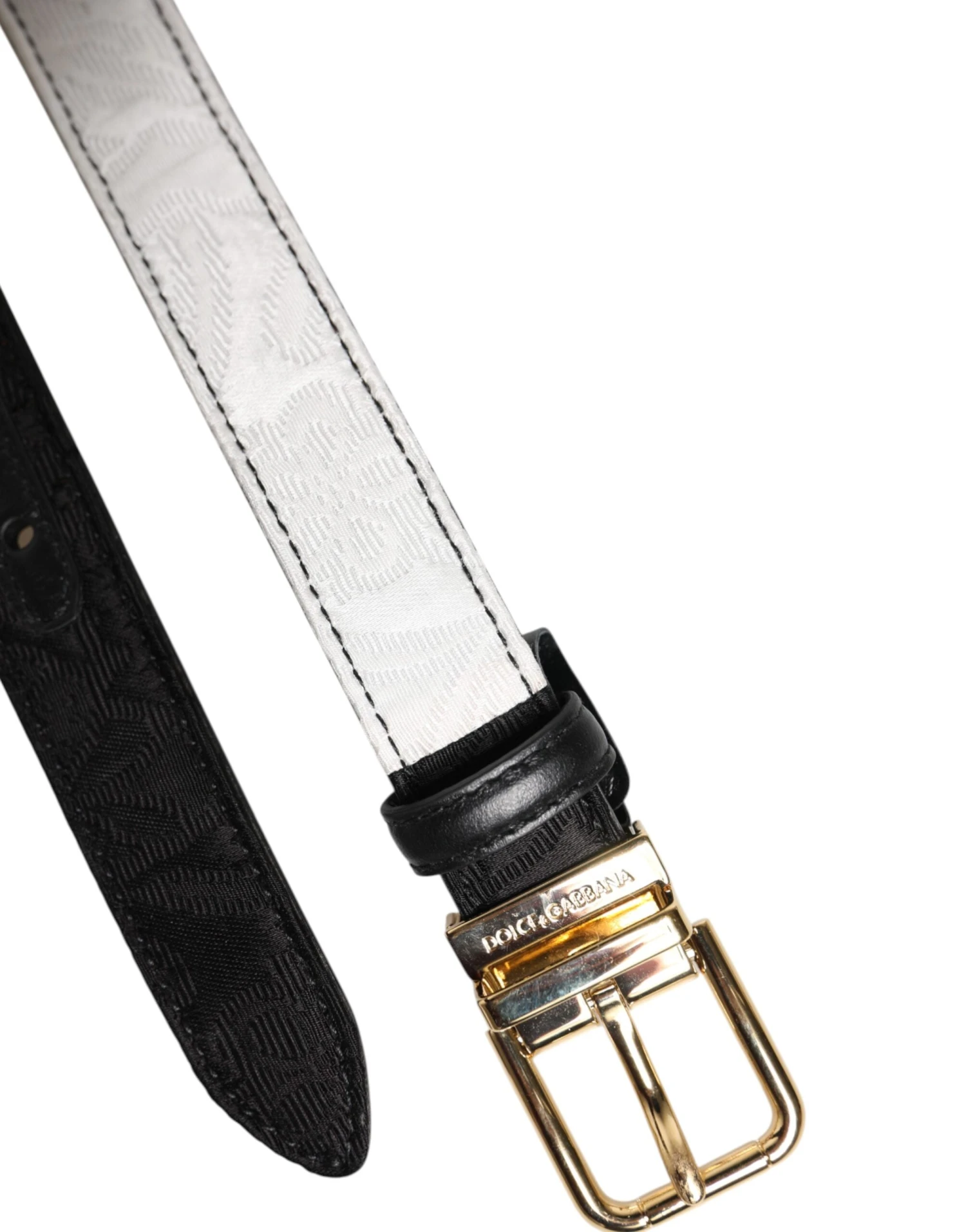 Dolce & Gabbana Black White Patchwork Gold Metal Buckle Women's Belt 6 Dolce & Gabbana Black White Patchwork Gold Metal Buckle Women's Belt - Image 4