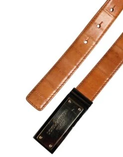 Dolce & Gabbana Browned Off Leather Gold DG Logo Buckle Men's Belt (Pre-Owned) -Lux Lair Store 8262253