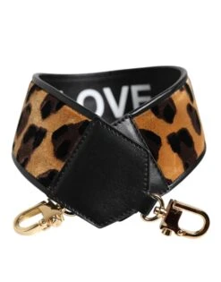 Dolce & Gabbana Black Leopard Print Reversible Bag Shoulder Women's Strap