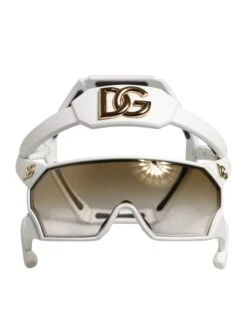 Dolce & Gabbana White Acetate Next Generation Mask Eyewear Women's Sunglasses