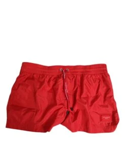 Dolce & Gabbana Red Drawstring Beachwear Men Shorts Men's Swimwear