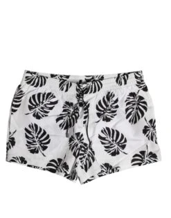 Dolce & Gabbana White Black Print Beachwear Shorts Men's Swimwear