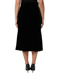 Dolce & Gabbana Black High Waist Fit Flared Midi Women's Skirt -Lux Lair Store 8274877